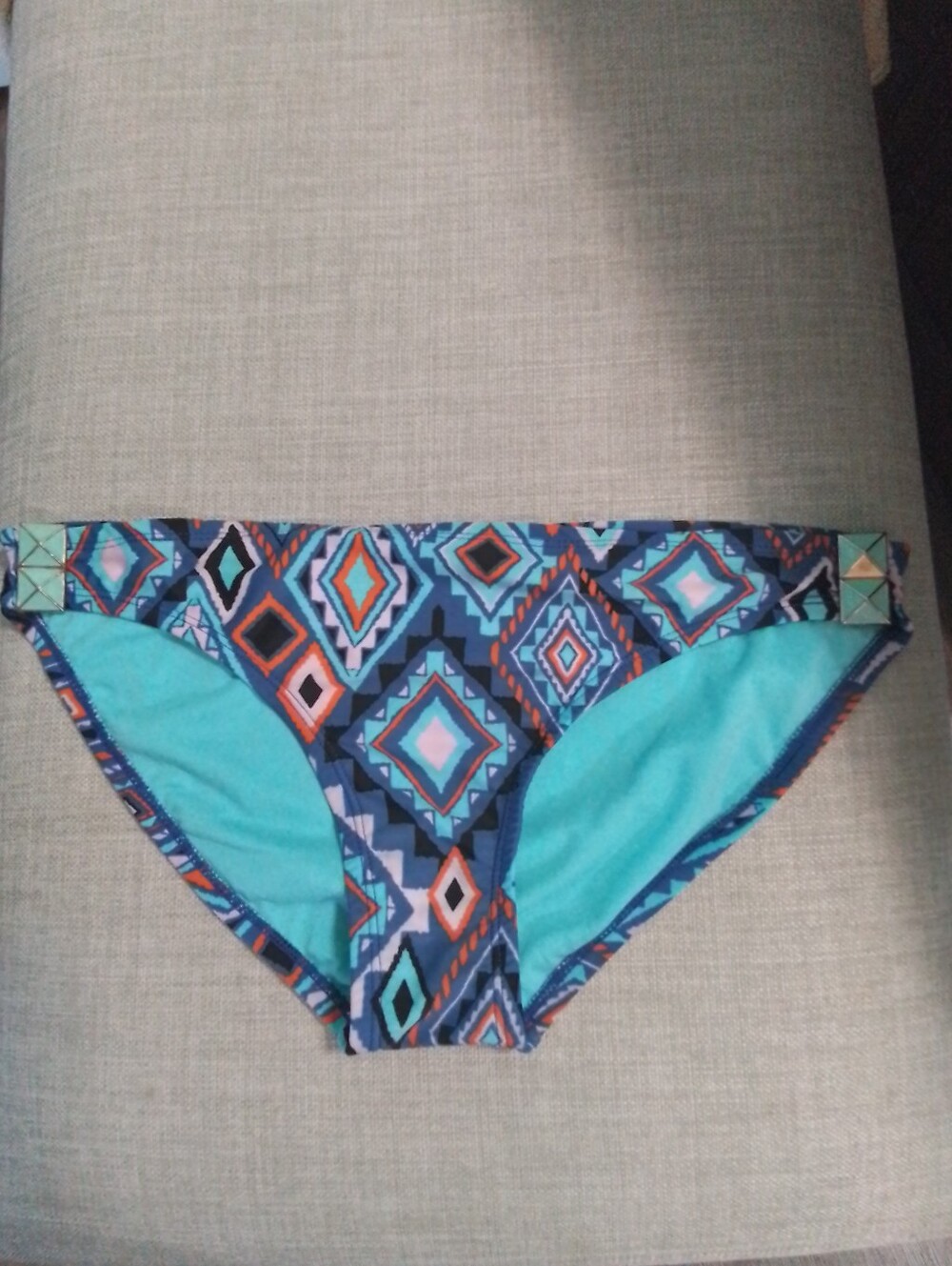 Xhilaration Multicolor Geometric Bikini Bottom - Turquoise, Navy & Coral